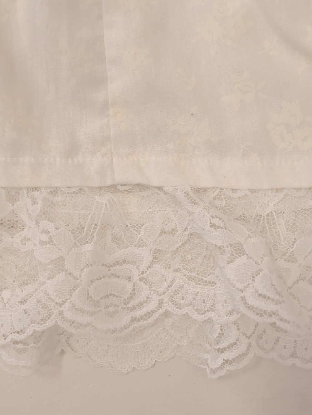 Vintage Classic White Lace Trim Midi Dress Feminine Drop Waist & Puff Sleeves - Picture 10 of 13